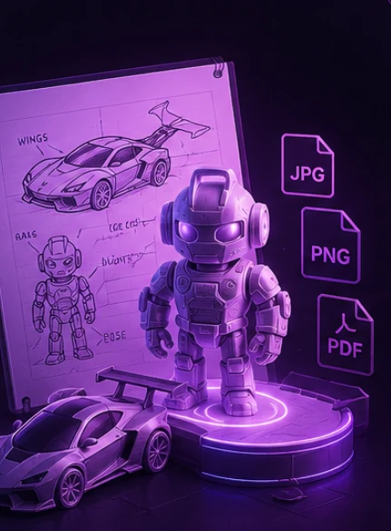 Creative sketches and 3D concepts representing a custom project idea