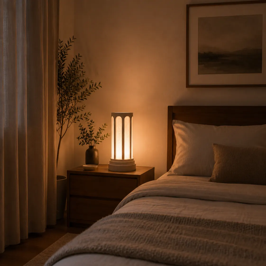 Lumen Column on a bedside table